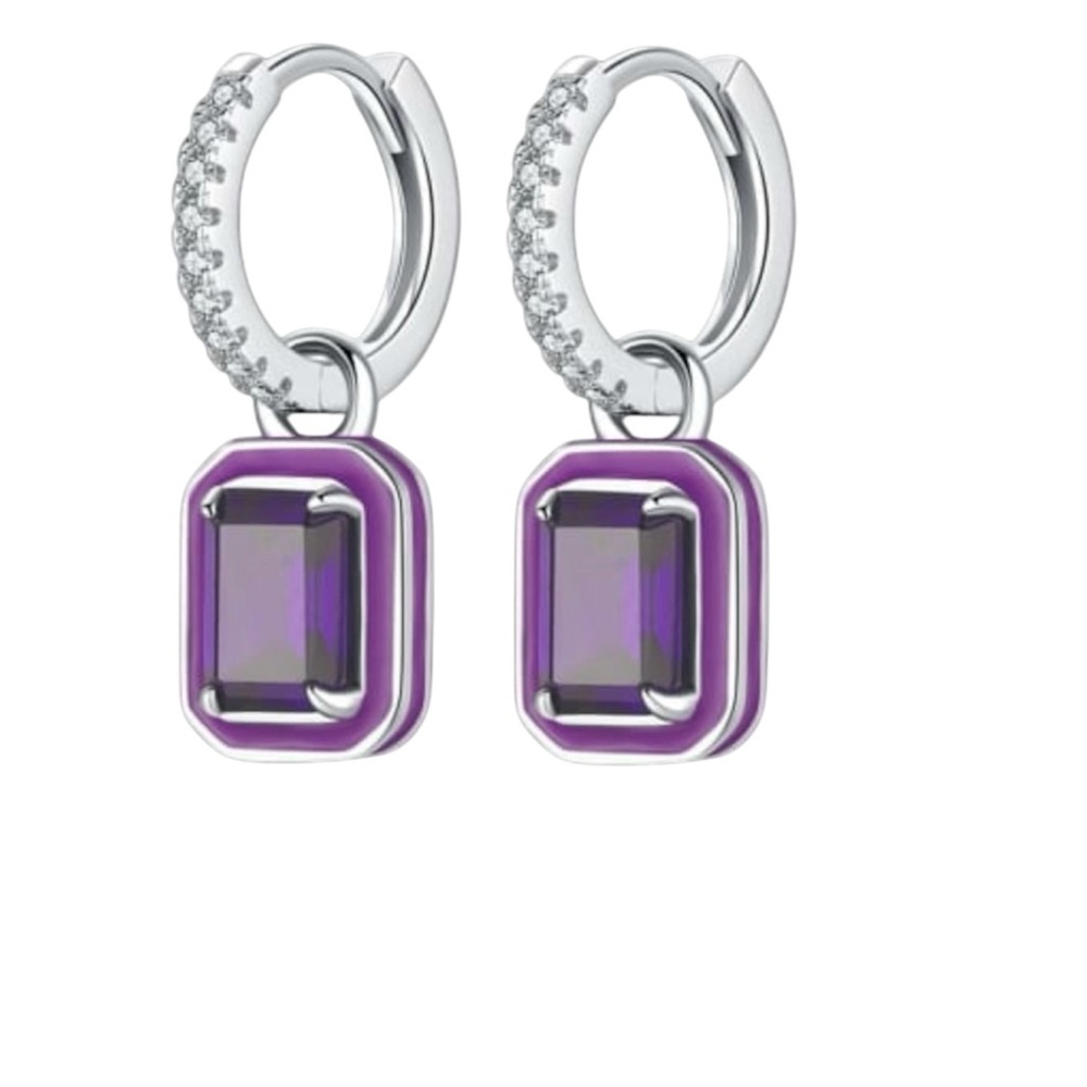 925 Sterling Silver Cubic Zirconia Geometric Dainty Earring